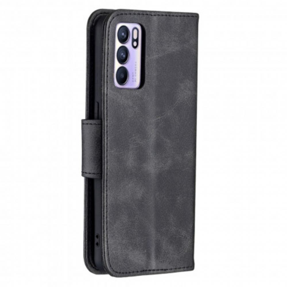 Flipové Pouzdro Na Oppo Reno 6 5G Kožené Pouzdro Hladká Šikmá Klapka