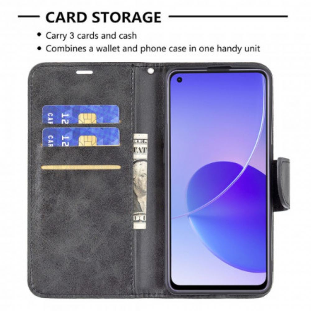 Flipové Pouzdro Na Oppo Reno 6 5G Kožené Pouzdro Hladká Šikmá Klapka