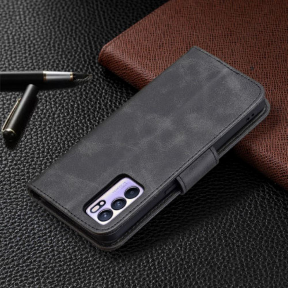 Flipové Pouzdro Na Oppo Reno 6 5G Kožené Pouzdro Hladká Šikmá Klapka