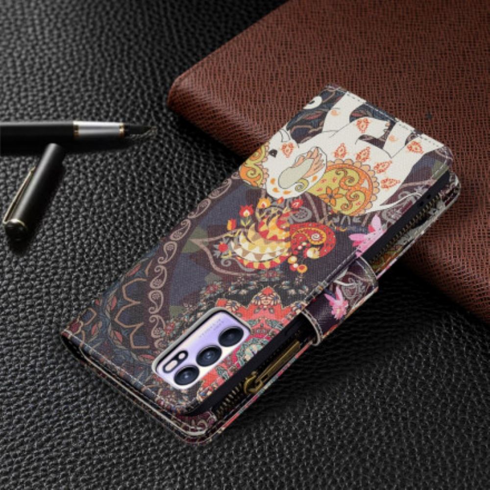 Flipové Pouzdro Na Oppo Reno 6 5G Sloní Kapsa Na Zip