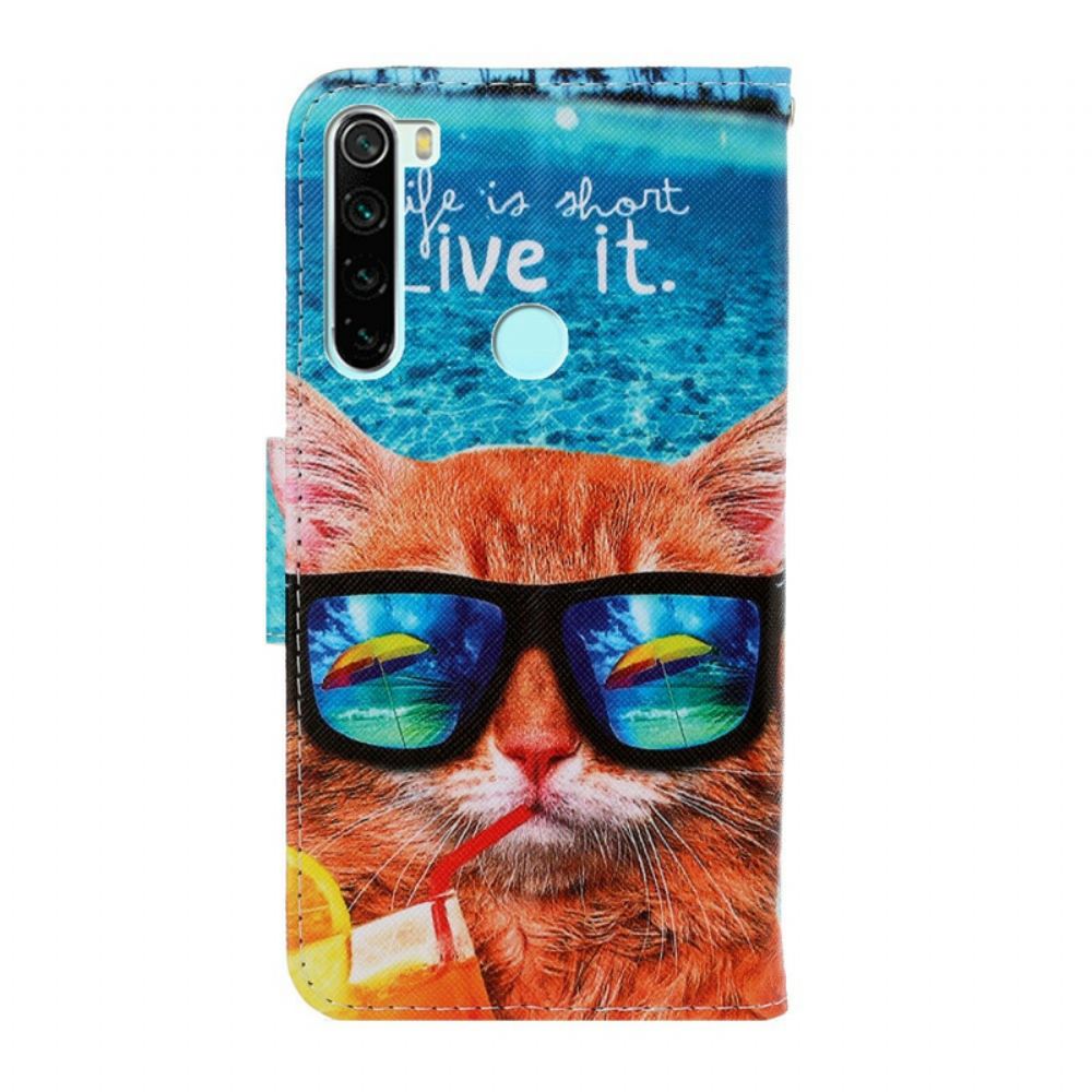 Flipové Pouzdro Na Xiaomi Redmi Note 8T Na Lana Cat Live It Strappy
