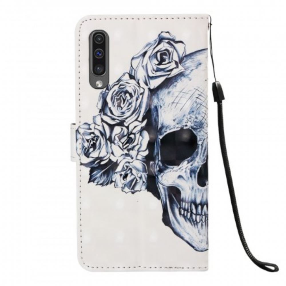 Flipové Pouzdro Na Samsung Galaxy A50 Květinová Lebka