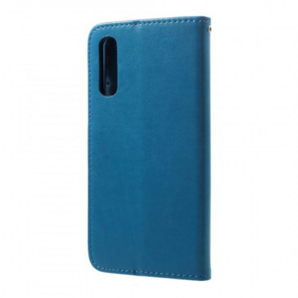 Flipové Pouzdro Na Samsung Galaxy A50 Na Lana Popruh Pro Motýly A Květiny