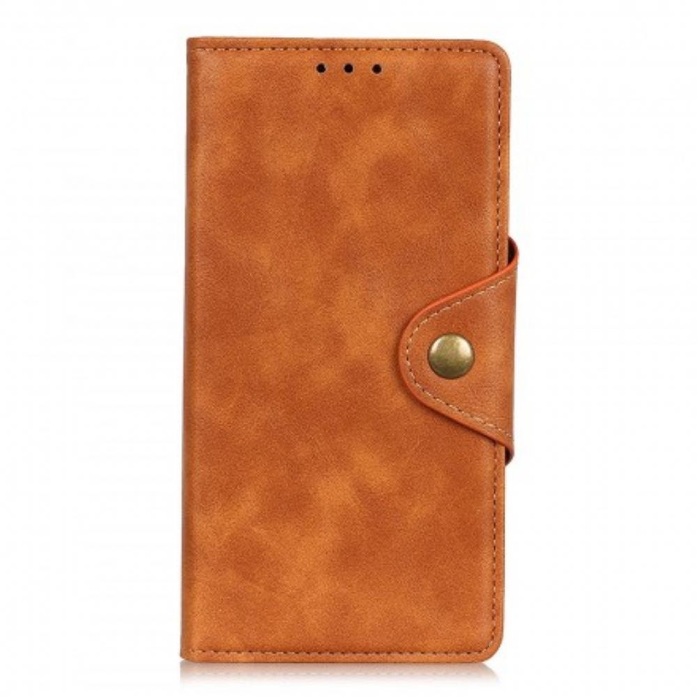 Flipové Pouzdro Na Samsung Galaxy A50 Vintage Knoflík Z Umělé Kůže