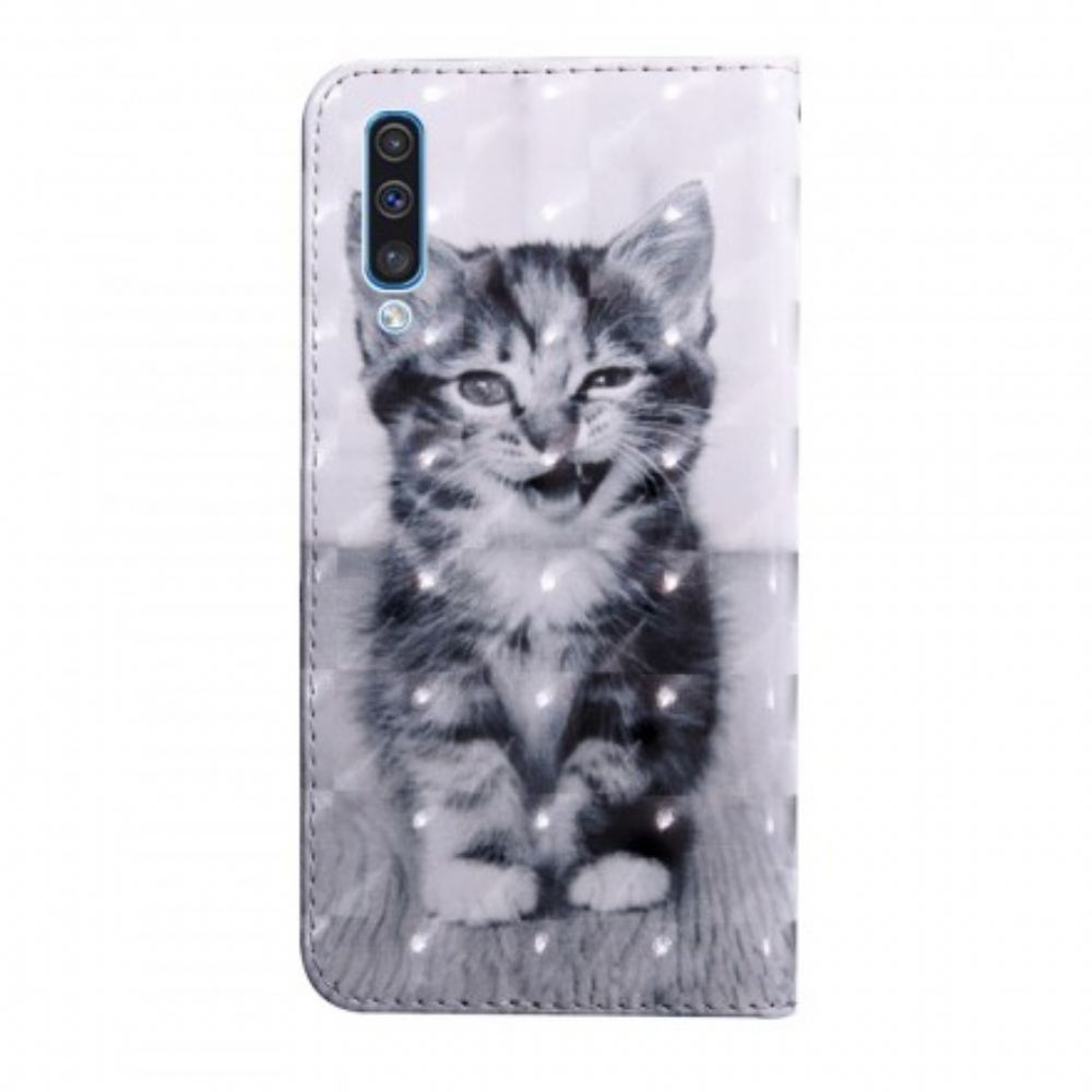 Flipové Pouzdro Na Samsung Galaxy A50 Černobílá Kočka