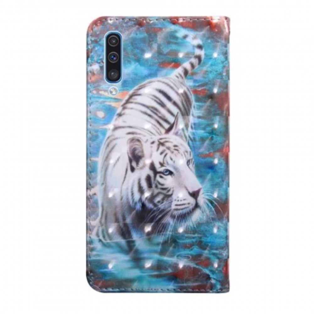 Kožené Pouzdro Na Samsung Galaxy A50 Tygr Ve Vodě