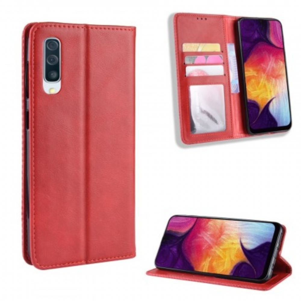 Kryty Na Mobil Na Samsung Galaxy A50 Flipové Pouzdro Stylizovaný Vintage Kožený Efekt