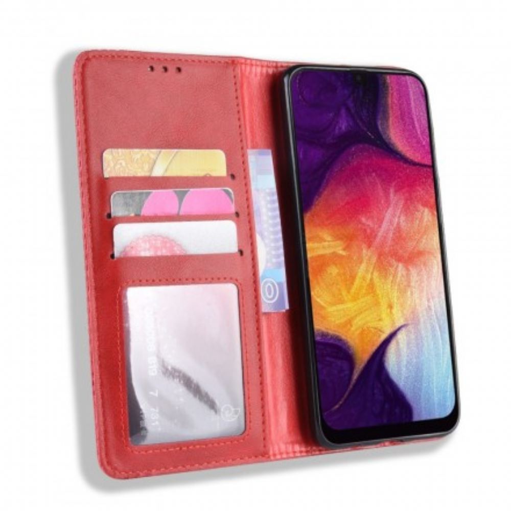 Kryty Na Mobil Na Samsung Galaxy A50 Flipové Pouzdro Stylizovaný Vintage Kožený Efekt