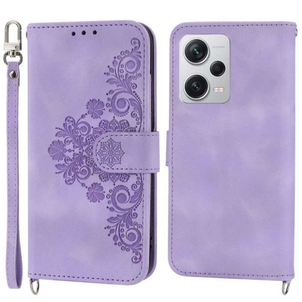 Flipové Pouzdro Na Xiaomi Redmi Note 12 Pro Plus Mandala Se Šňůrkou A Ramenním Popruhem