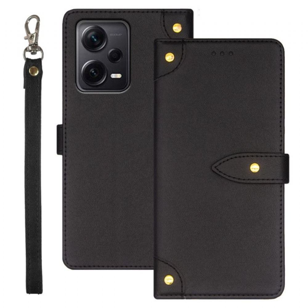 Flipové Pouzdro Na Xiaomi Redmi Note 12 Pro Plus Nýty A Popruhy Idewei