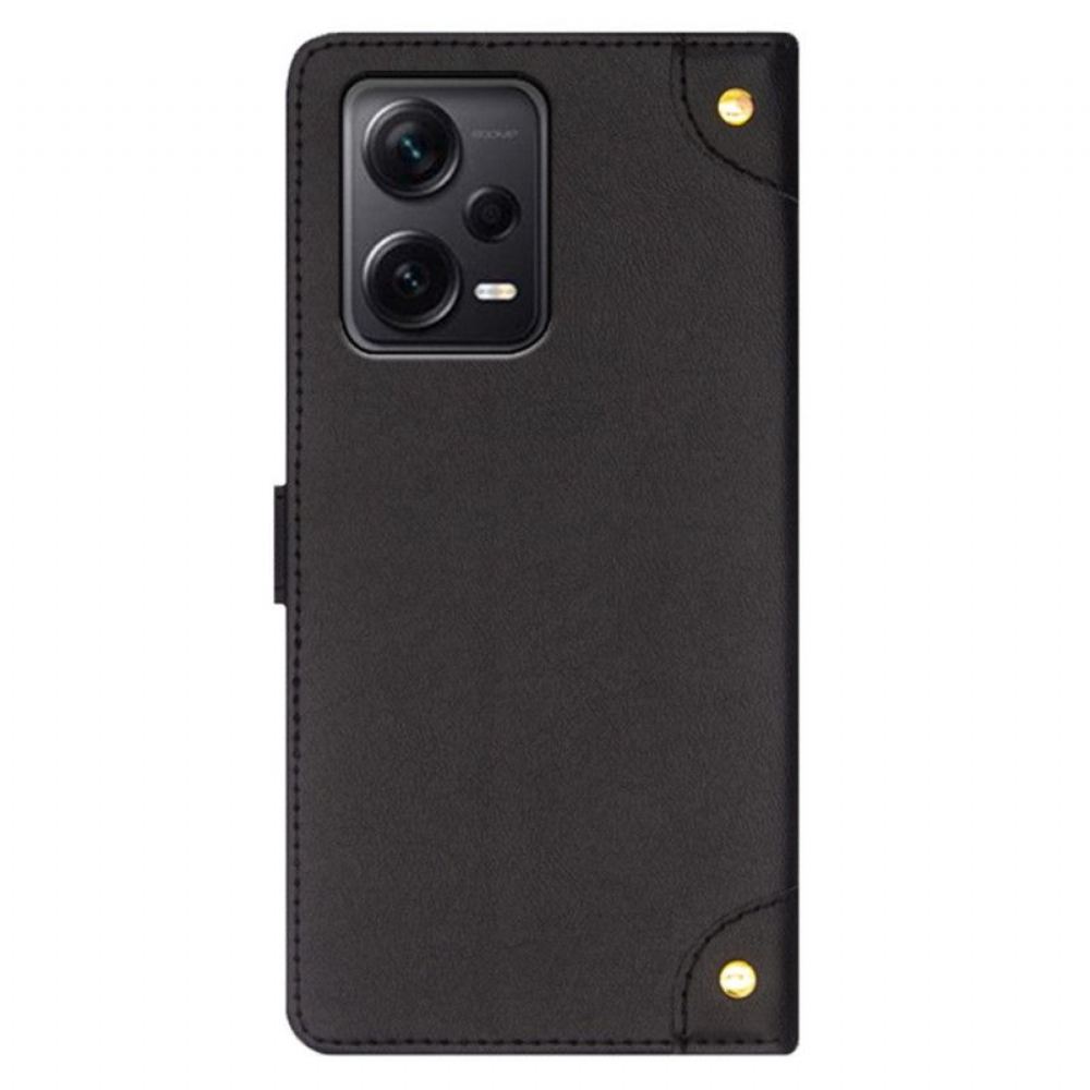 Flipové Pouzdro Na Xiaomi Redmi Note 12 Pro Plus Nýty A Popruhy Idewei