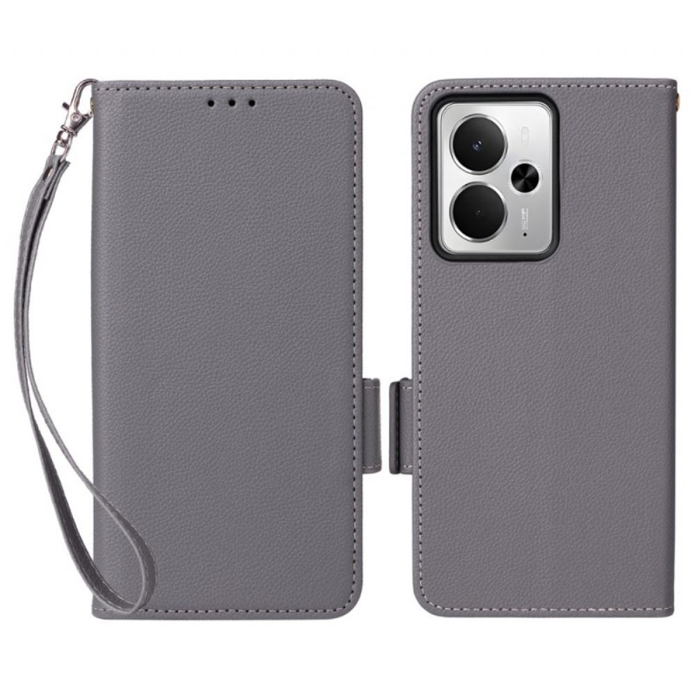 Kožený Kryt Realme 14t 5g Textura Liči S Popruhem