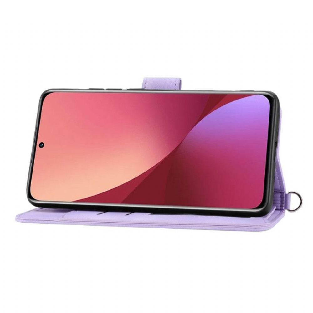 Flipové Pouzdro Na Poco X5 Pro 5G Květinové S Popruhem A Popruhem Přes Rameno