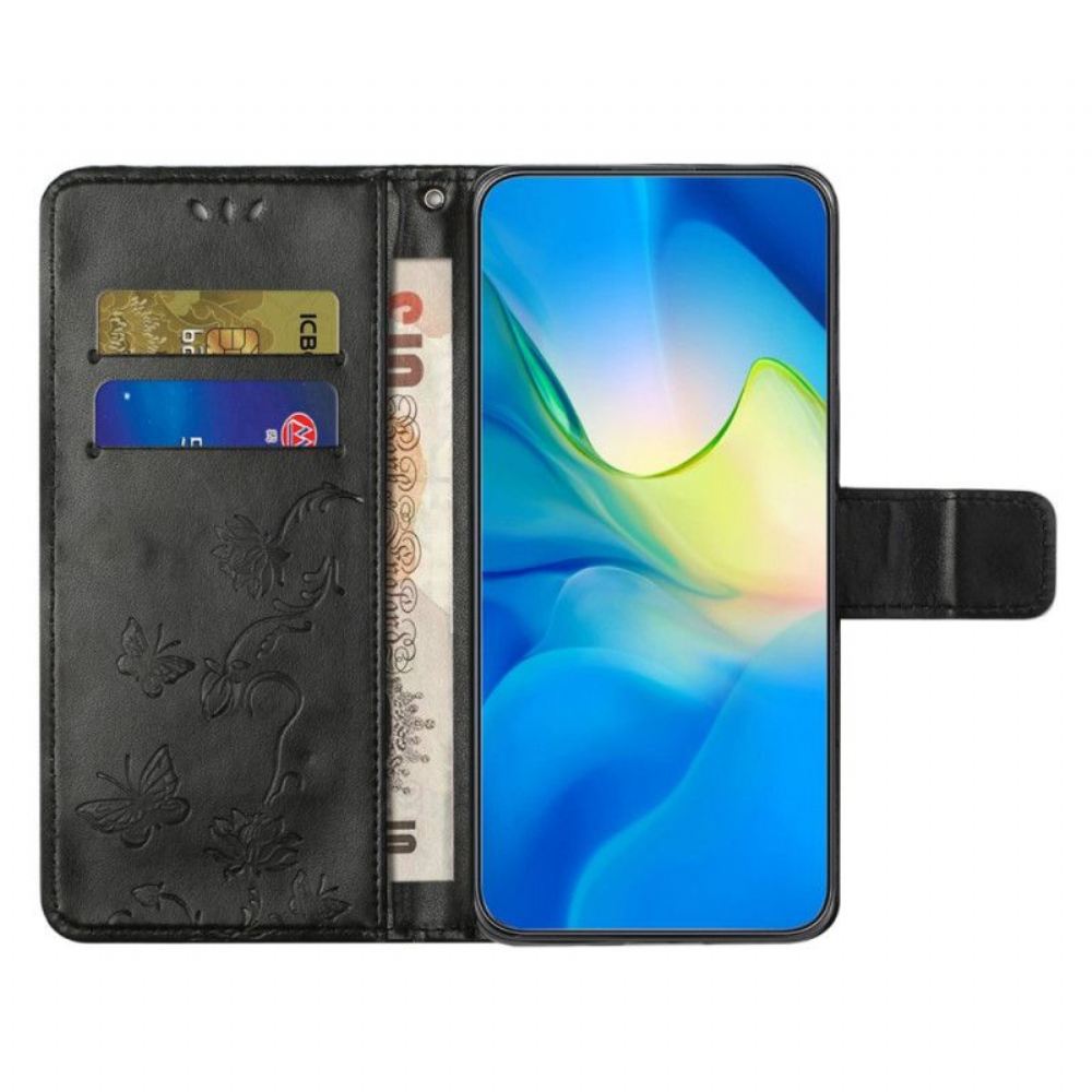 Kožené Pouzdro Na Poco X5 Pro 5G Na Lana Strappy Květinové