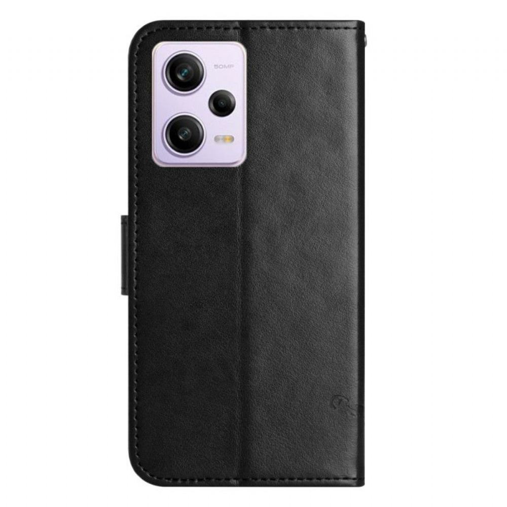 Kožené Pouzdro Na Poco X5 Pro 5G Na Lana Strappy Květinové