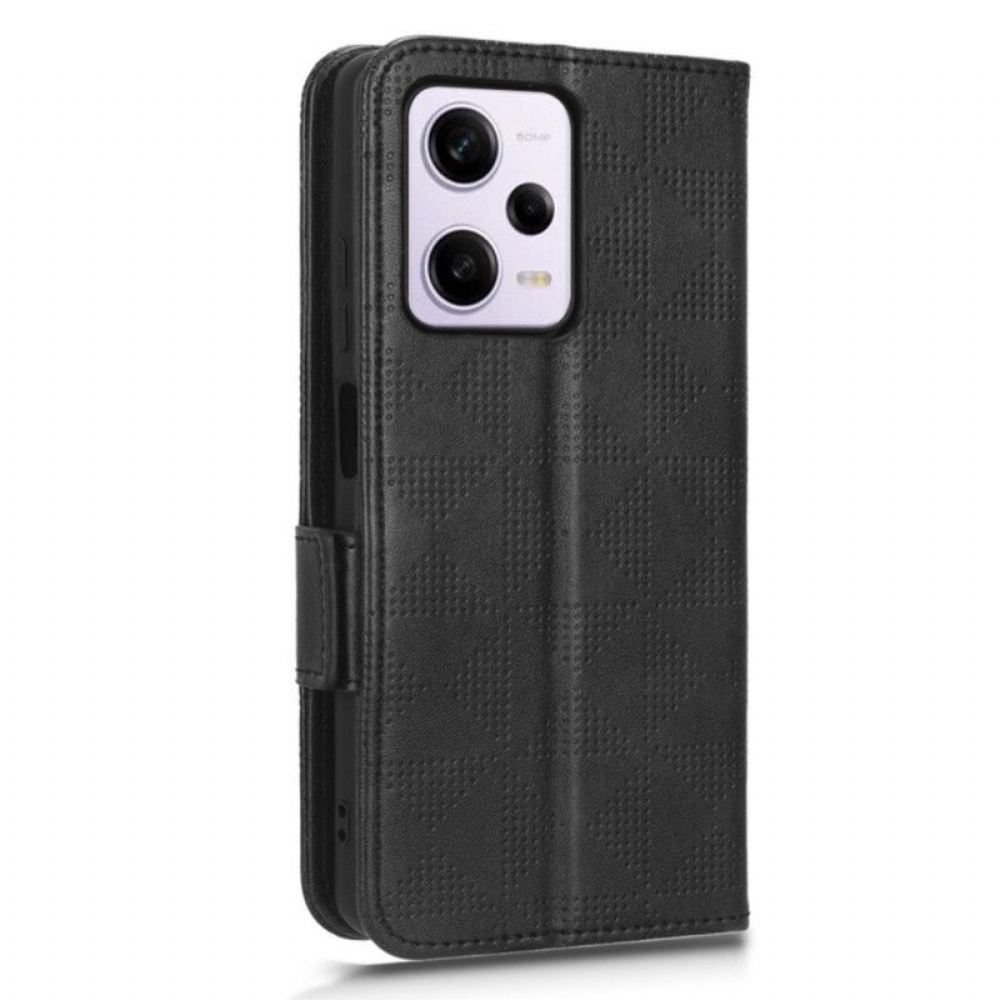 Kožené Pouzdro Na Poco X5 Pro 5G Trojúhelníky S Lanyardem