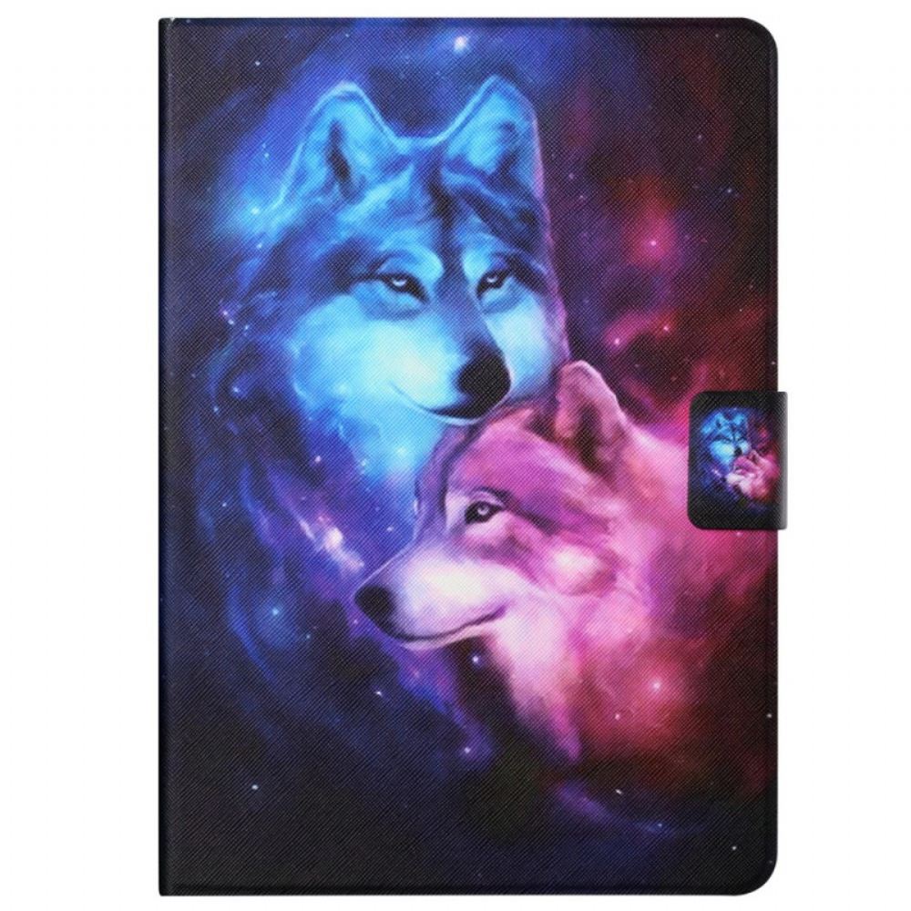 Kožené Pouzdro Na Samsung Galaxy Tab A8 Dvojice Vlků
