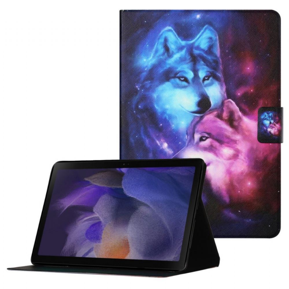 Kožené Pouzdro Na Samsung Galaxy Tab A8 Dvojice Vlků