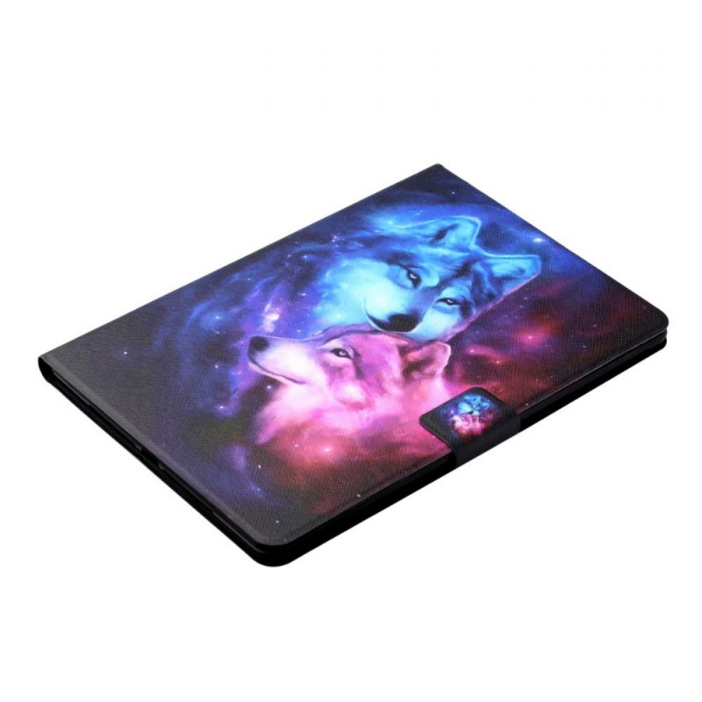 Kožené Pouzdro Na Samsung Galaxy Tab A8 Dvojice Vlků