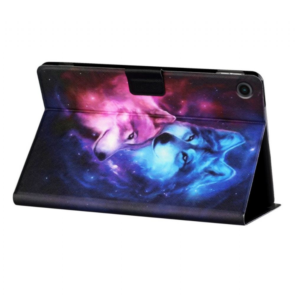 Kožené Pouzdro Na Samsung Galaxy Tab A8 Dvojice Vlků