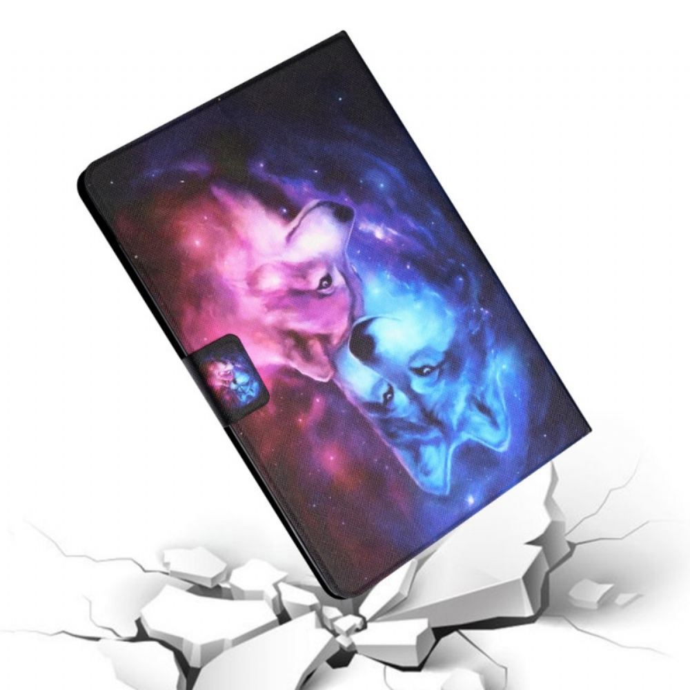 Kožené Pouzdro Na Samsung Galaxy Tab A8 Dvojice Vlků