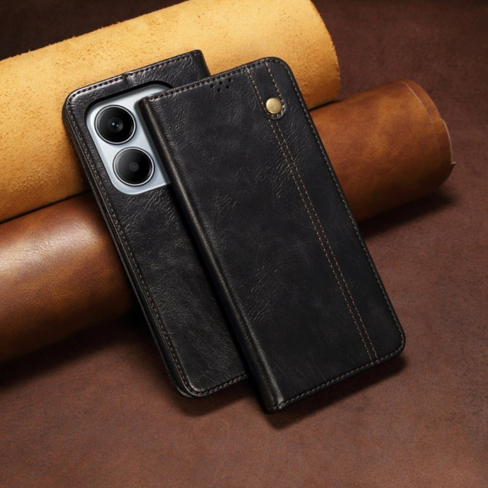 Kožené Pouzdro Folio Xiaomi Redmi Note 14 5g Voskovaná Umělá Kůže