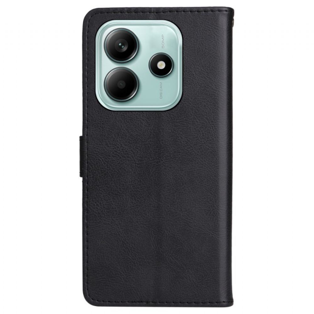 Kožený Kryt Na Xiaomi Redmi Note 14 5g Umělá Kůže S Popruhem