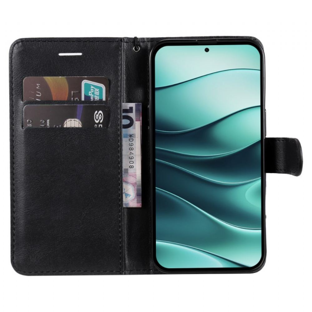 Kožený Kryt Na Xiaomi Redmi Note 14 5g Umělá Kůže S Popruhem