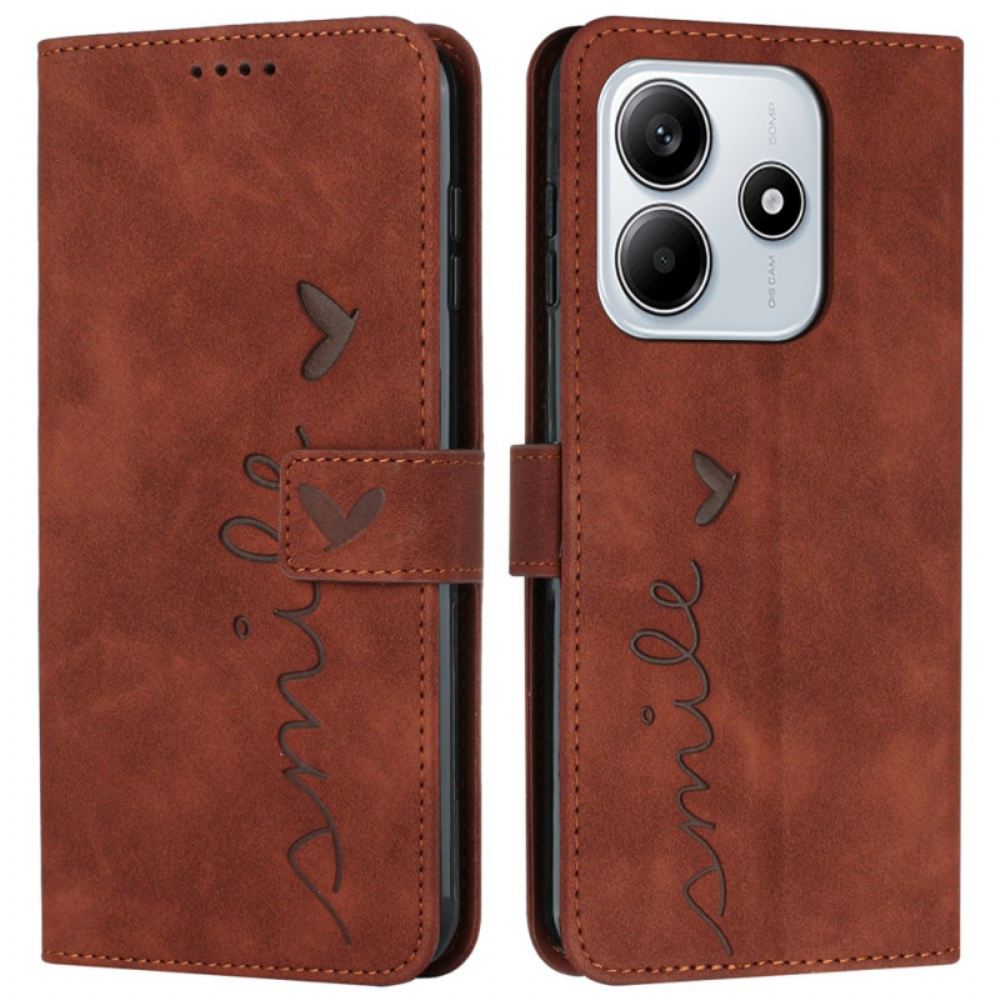 Kožený Kryt Na Xiaomi Redmi Note 14 5g Úsměv Semišový Efekt