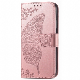 Kožený Kryt Xiaomi Redmi Note 14 5g Barokní Motýl