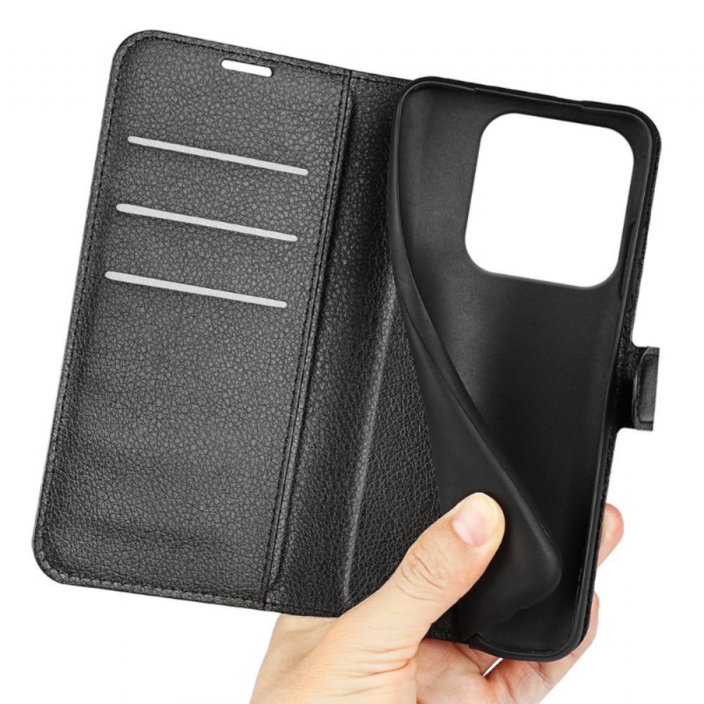 Kožený Kryt Xiaomi Redmi Note 14 5g Klasická Umělá Kůže Liči