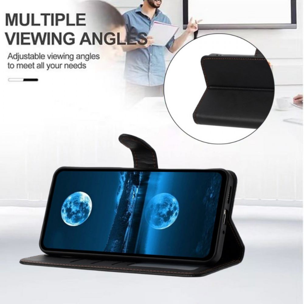 Kožený Kryt Xiaomi Redmi Note 14 5g Klasická Umělá Kůže S Popruhem