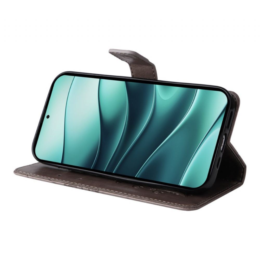 Kožený Kryt Xiaomi Redmi Note 14 5g Popruh S Obřím Motýlem