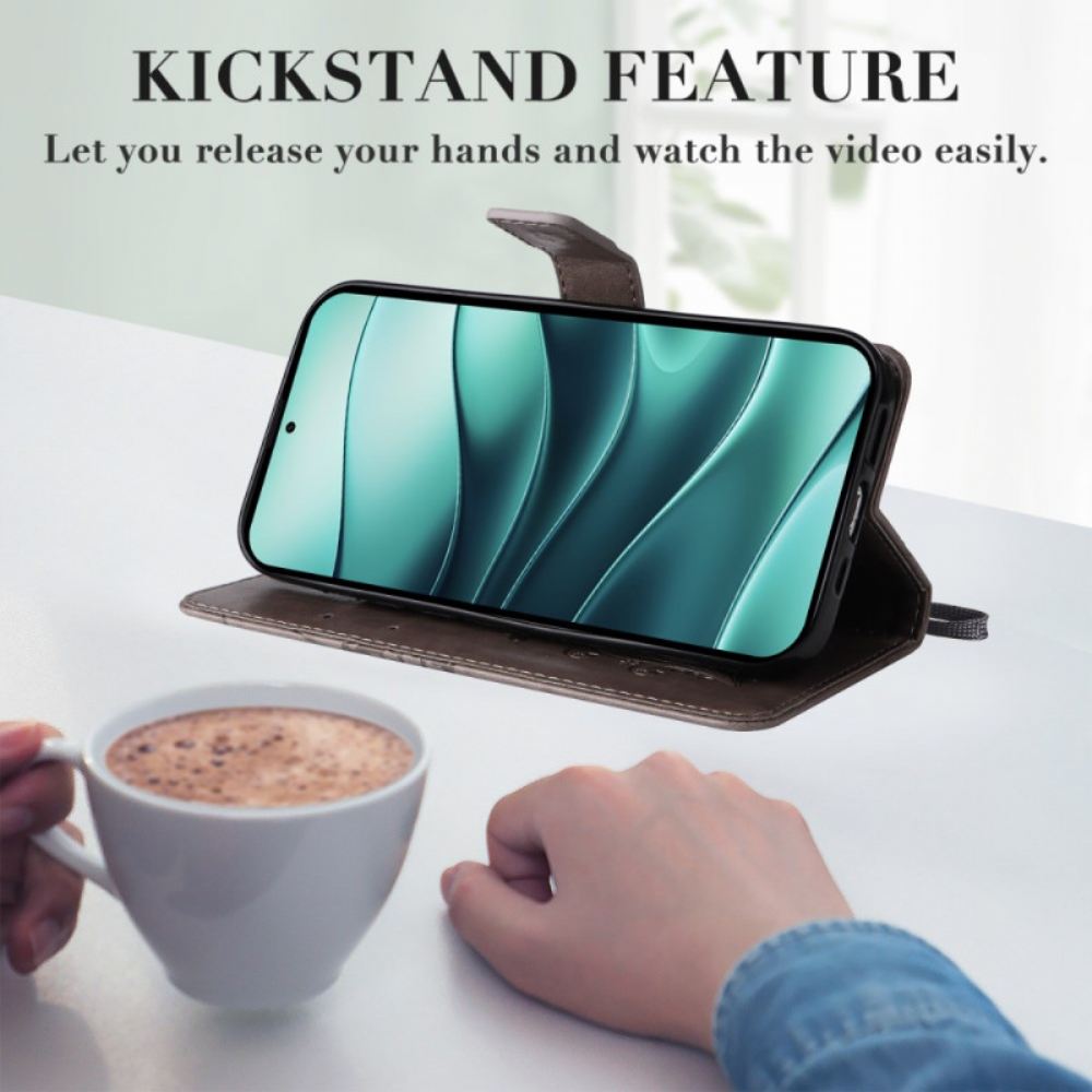 Kožený Kryt Xiaomi Redmi Note 14 5g Popruh S Obřím Motýlem