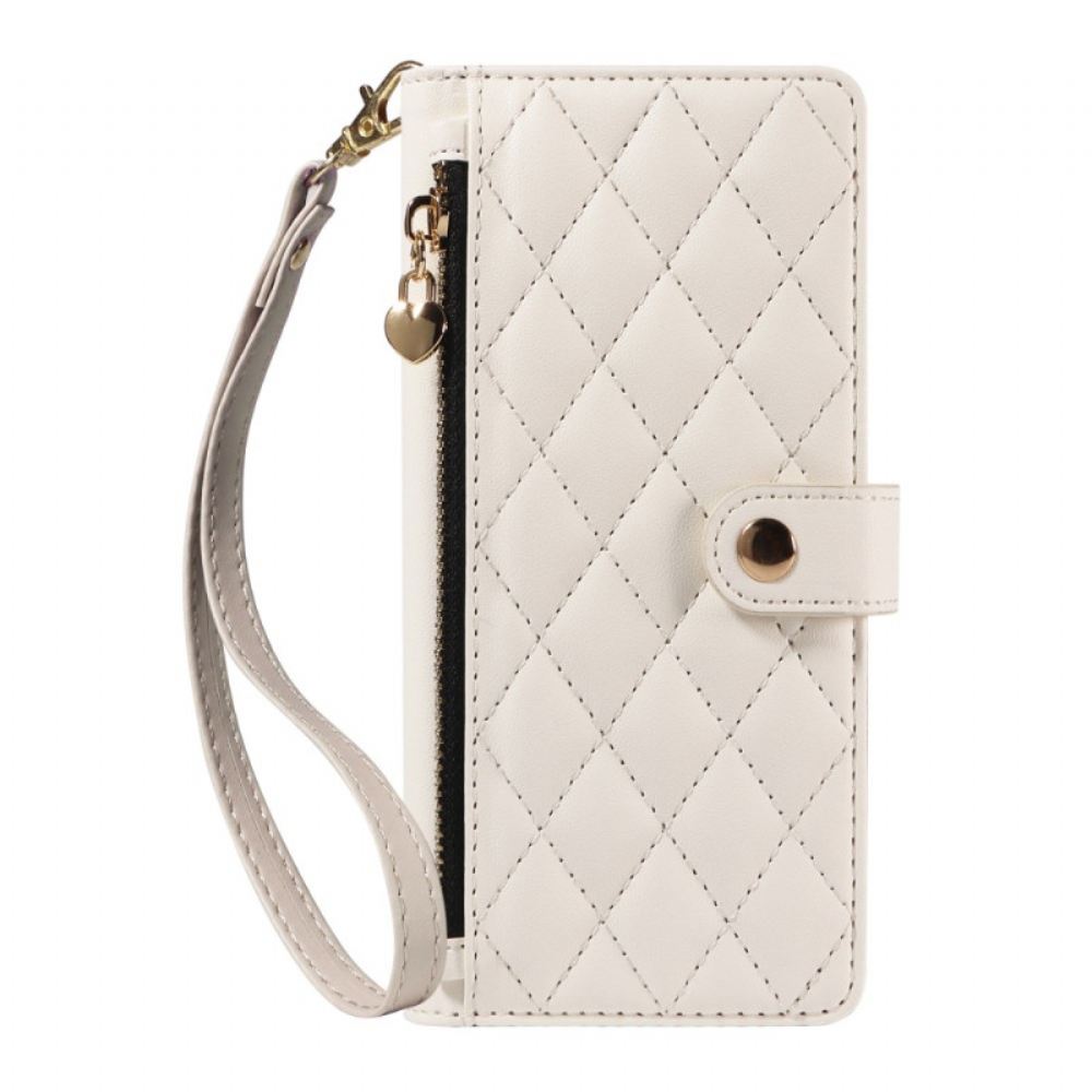 Kožený Kryt Xiaomi Redmi Note 14 5g Prošívaná S Popruhy