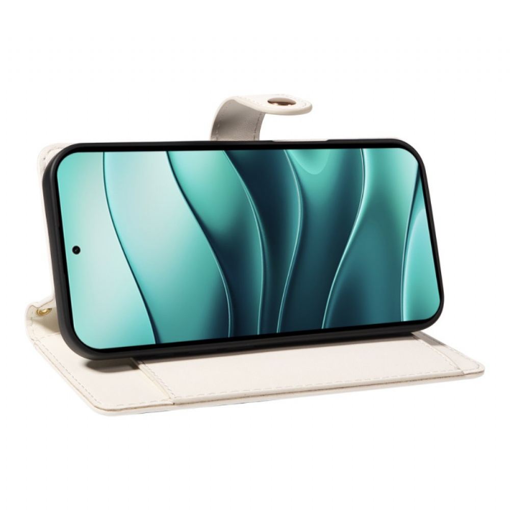 Kožený Kryt Xiaomi Redmi Note 14 5g Prošívaná S Popruhy