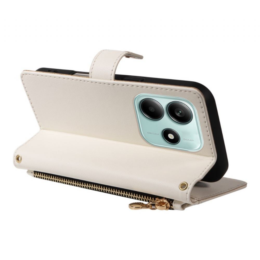 Kožený Kryt Xiaomi Redmi Note 14 5g Prošívaná S Popruhy