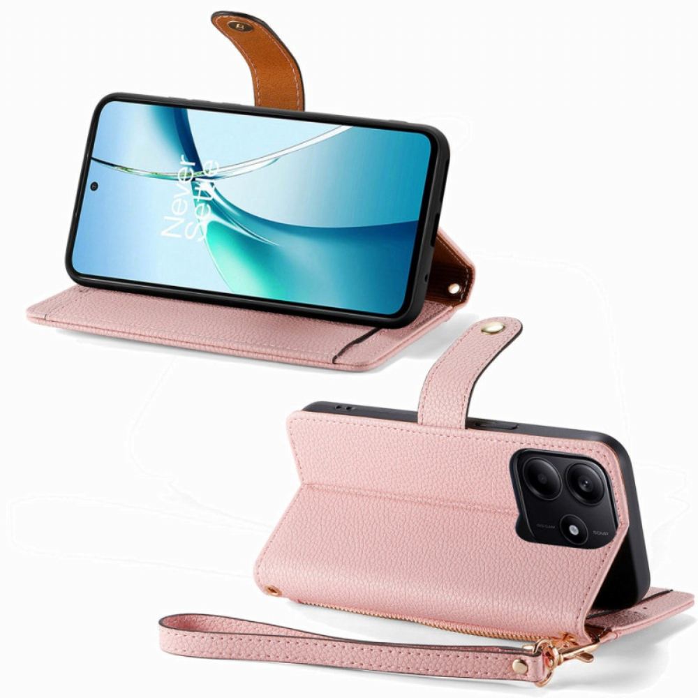 Kožený Kryt Xiaomi Redmi Note 14 5g Rfid S Peněženkou A Kapsou Na Zip S Rfid