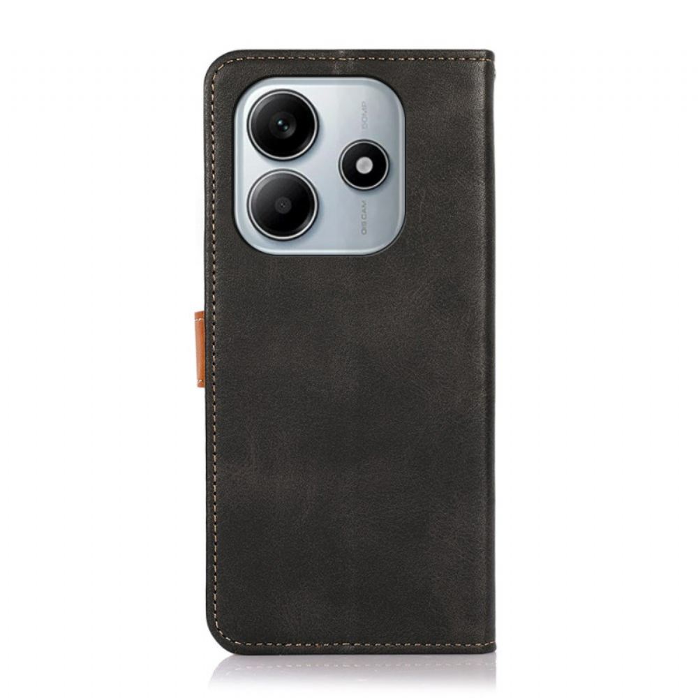 Kožený Kryt Xiaomi Redmi Note 14 5g Zlatá Spona Khazneh