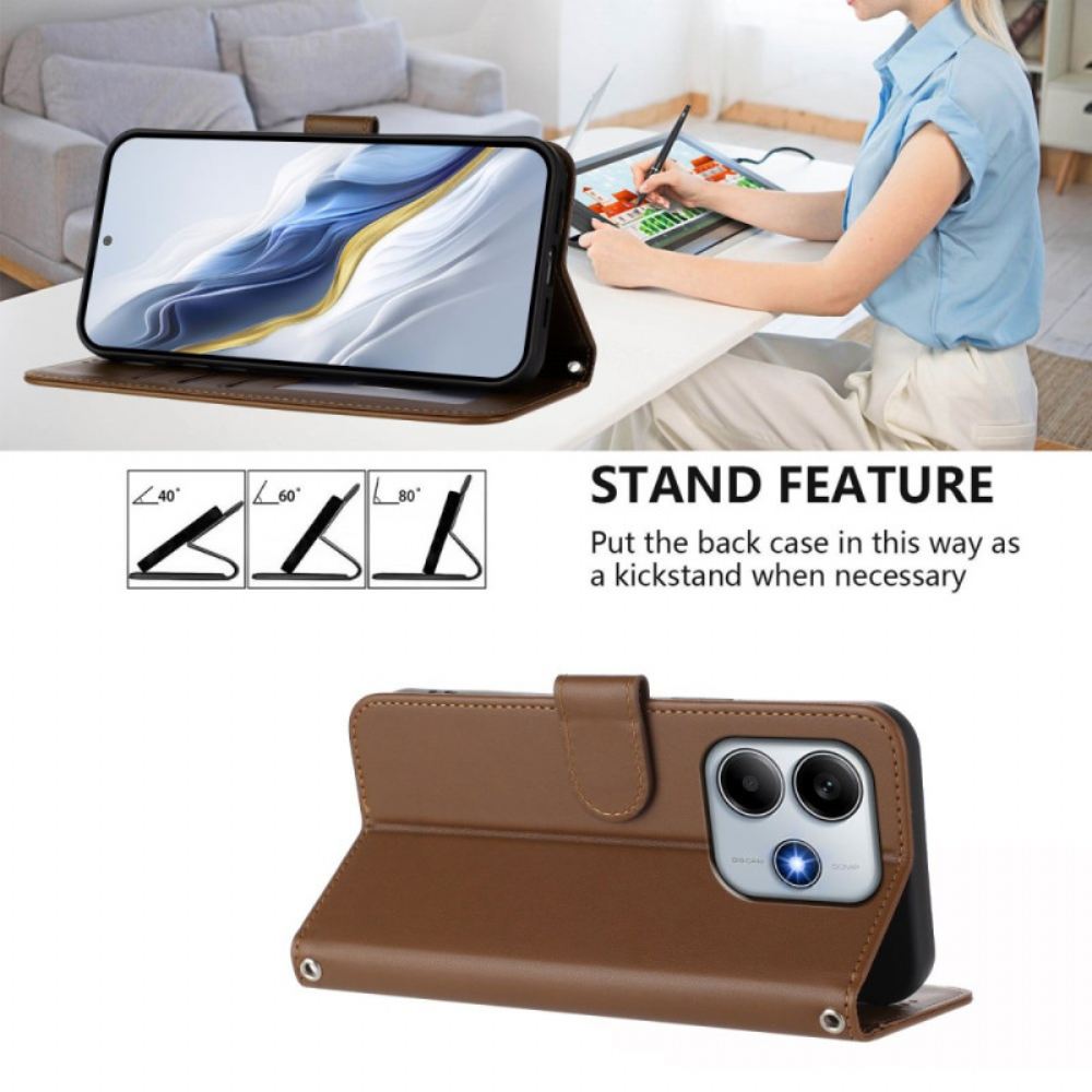 Peněženková Pouzdra Xiaomi Redmi Note 14 5g Kryty Na Mobil Jednoduchá S Šňůrkou