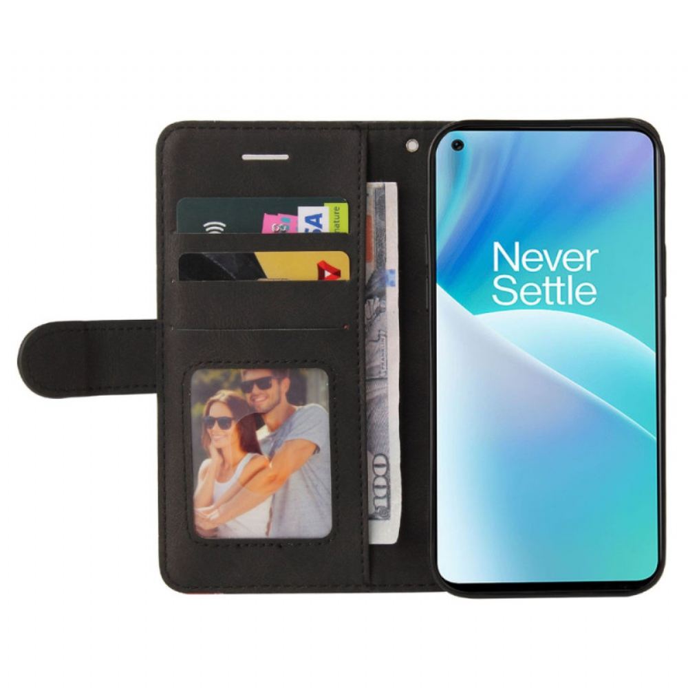 Flipové Pouzdro Na OnePlus Nord 2T 5G Kožená Řada Bicolor Kt S Držákem Na Karty