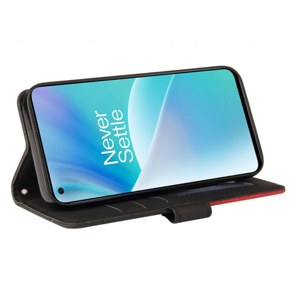 Flipové Pouzdro Na OnePlus Nord 2T 5G Kožená Řada Bicolor Kt S Držákem Na Karty