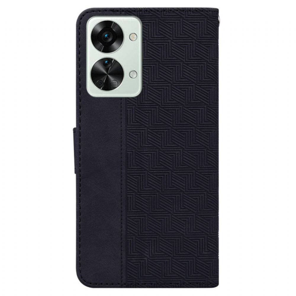 Flipové Pouzdro Na OnePlus Nord 2T 5G Na Lana Geometrické Páskové Vzory