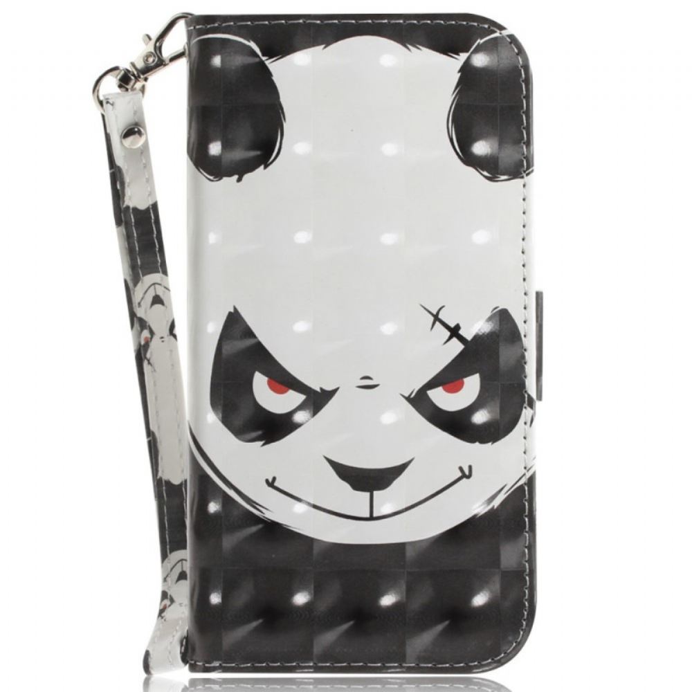 Flipové Pouzdro Na OnePlus Nord 2T 5G Na Lana Rozzlobená Panda S Popruhem