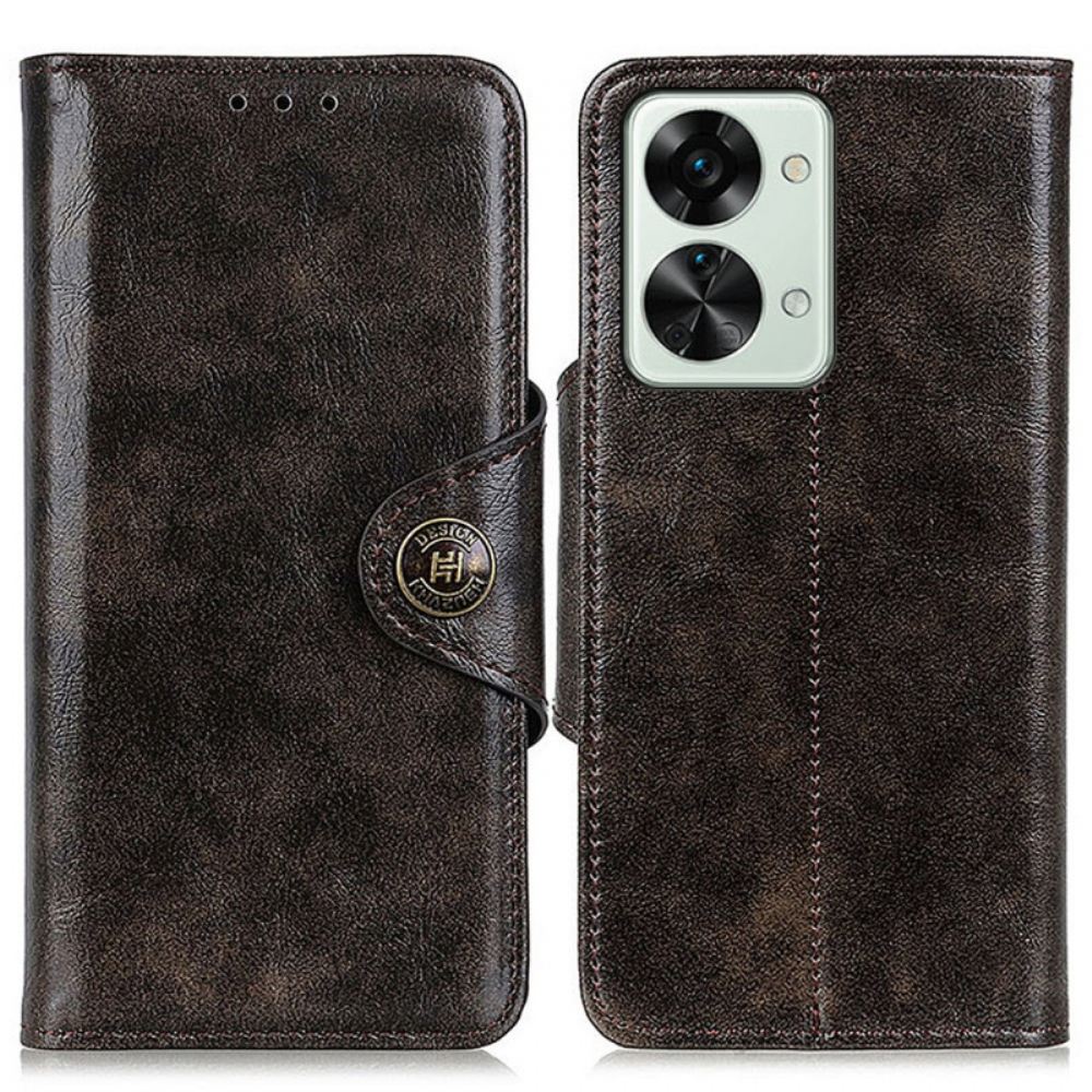 Flipové Pouzdro Na OnePlus Nord 2T 5G Vintage Knoflík Z Umělé Kůže