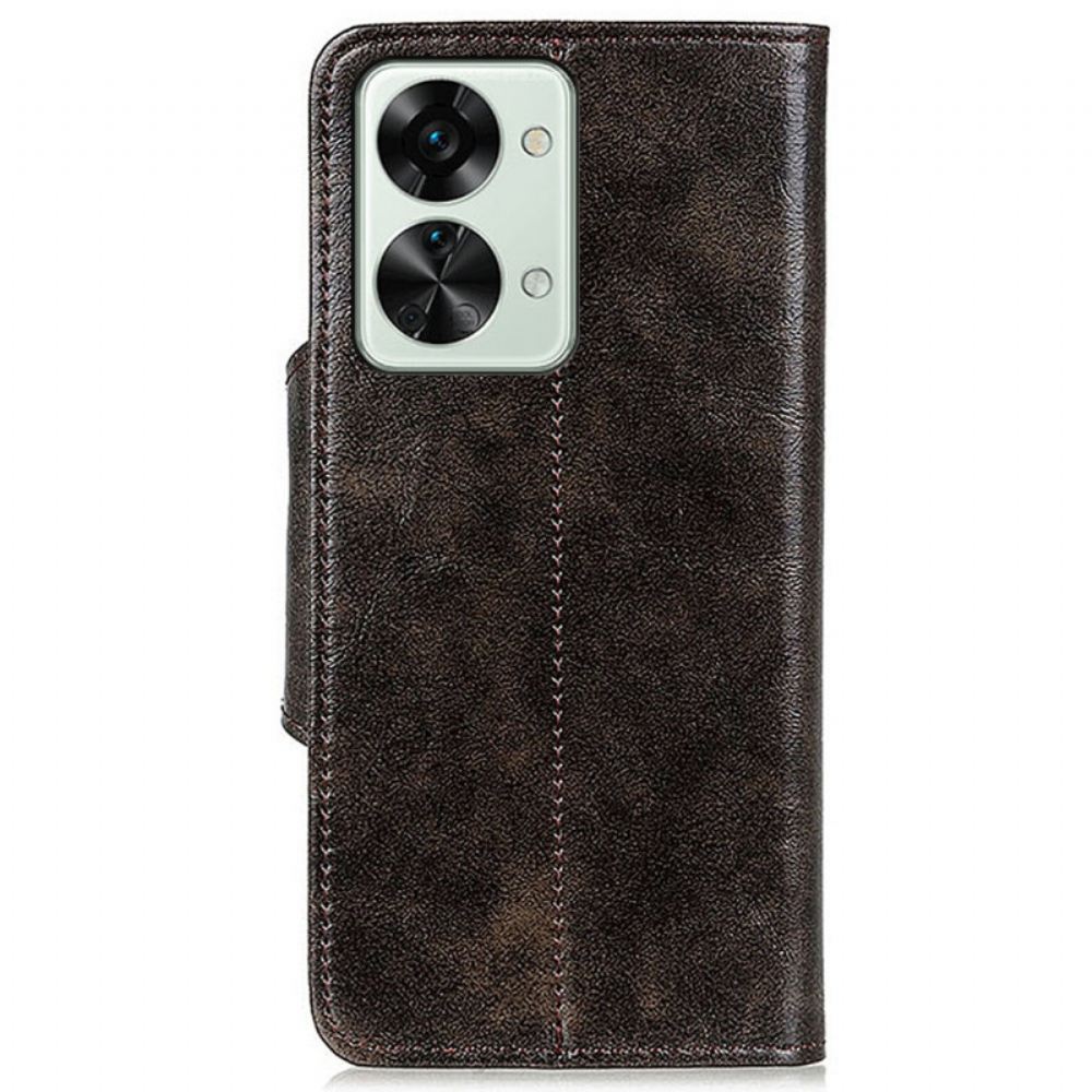 Flipové Pouzdro Na OnePlus Nord 2T 5G Vintage Knoflík Z Umělé Kůže