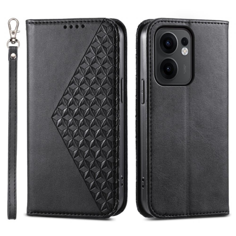 Kožené Pouzdro Folio Na Oppo Reno 13f 4g / 5g / 13 Fs 5g Diamanty A Popruh