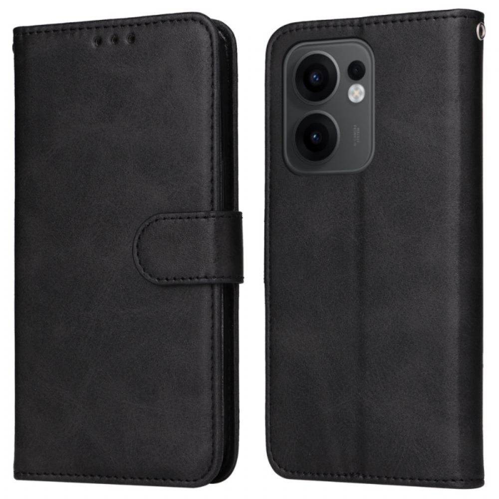 Kožený Kryt Na Oppo Reno 13f 4g / 5g / 13 Fs 5g Jednobarevná Umělá Kůže S Popruhem