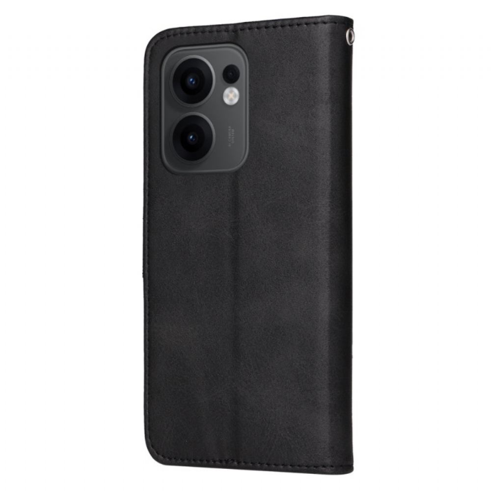 Kožený Kryt Na Oppo Reno 13f 4g / 5g / 13 Fs 5g Jednobarevná Umělá Kůže S Popruhem