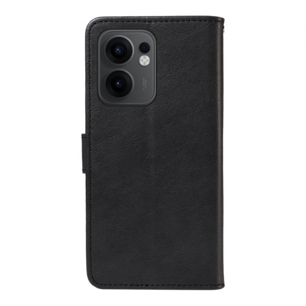 Kožený Kryt Oppo Reno 13f 4g / 5g / 13 Fs 5g Jednobarevná Umělá Kůže